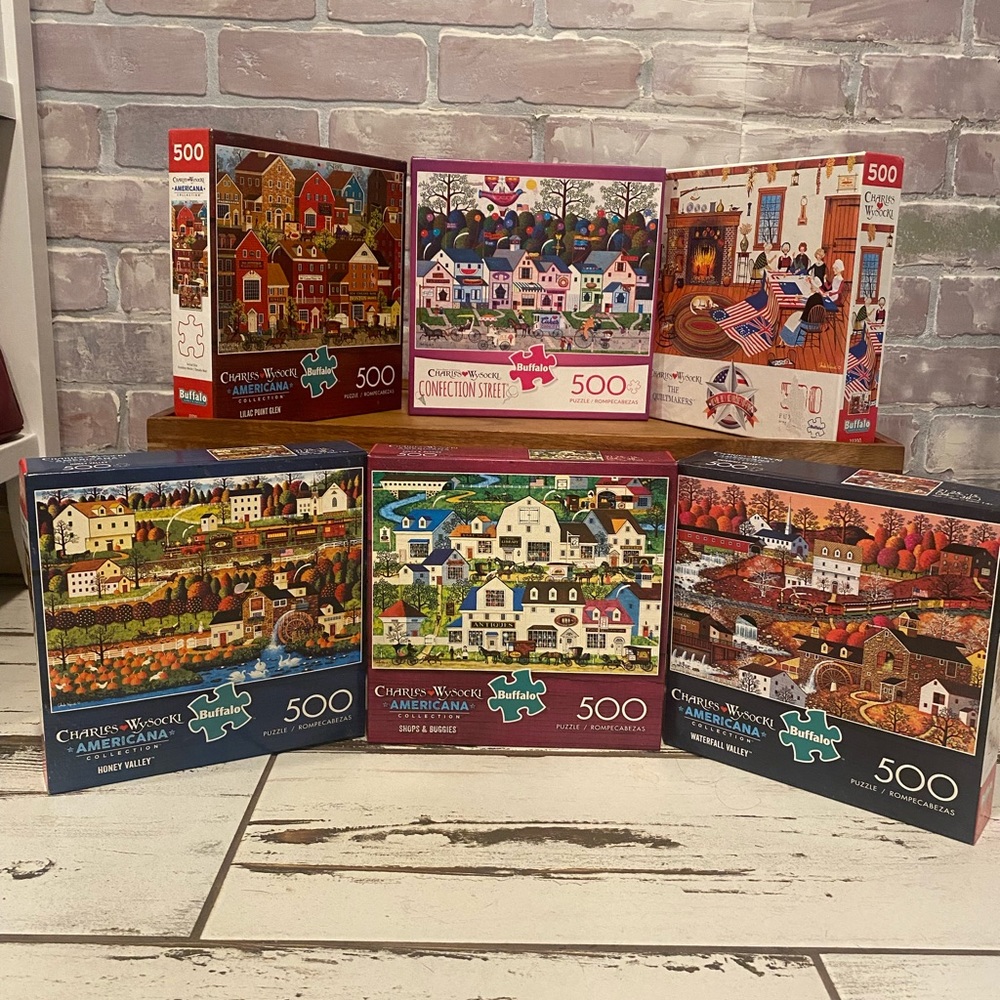 Set of 5 Buffalo 500 Piece Puzzles- Charles Wysocki